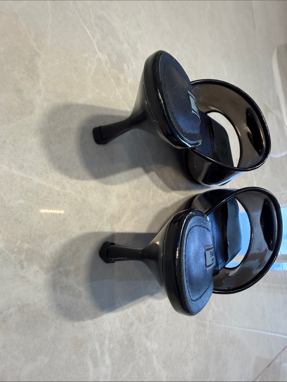 Prada Black Patent Leather Kitten Heel Mules - Picture 4 of 4